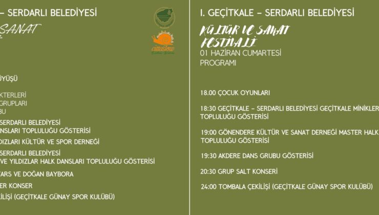 1.Geçitkale-Serdarlı Belediyesi Kültür ve Sanat Festivali 31 Mayıs- 2 Haziran tarihleri arasında yapılıyor