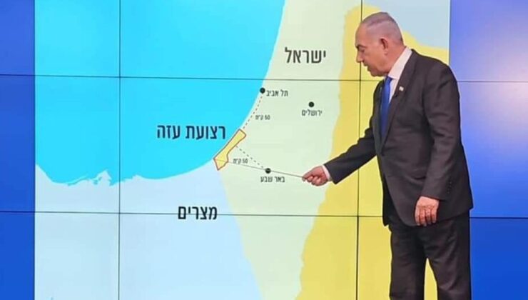 Netanyahu, işgal altındaki Batı Şeria’nın “ilhak edildiği” İsrail haritasını tekrar gösterdi