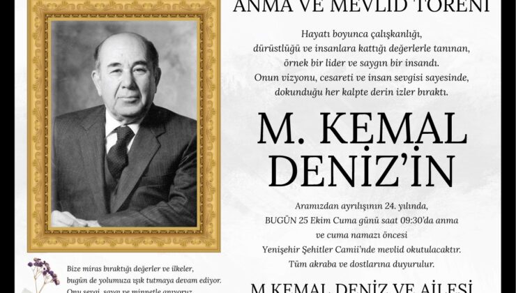 M. Kemal Deniz,  kabri başında anılacak